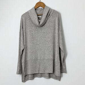 Lightweight Gray Sweater Tunic Cowl Neck, Plus XXL